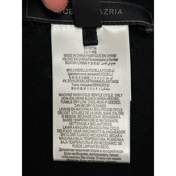 BCBG MAX AZRIA L Black Stretch Knit Asymmetric Hem Faux Wrap Skirt - Picture 7 of 8